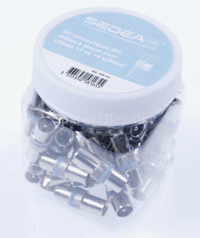 Sedea Coaxial Connector - BoÎte De 50 Connecteurs Coaxial MÂles 9,5mm À Visser Pour CÂbles 17 Et 19 V-patc
