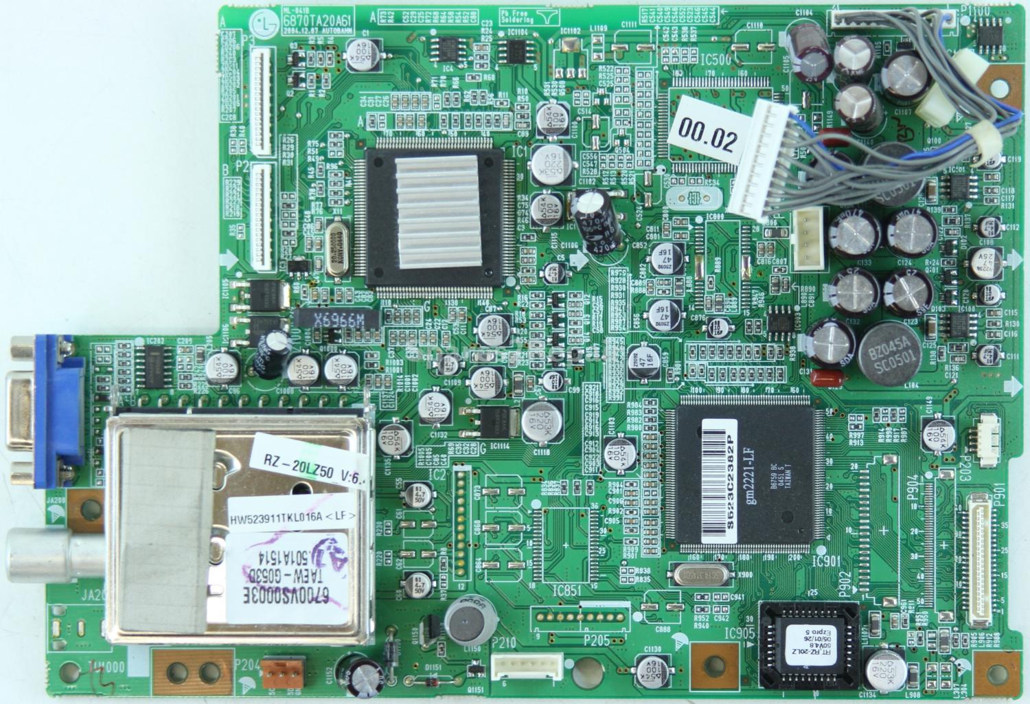 LG RZ-20LA90 - Tuner & DSUB - 6870TA20A61 - ML-041B