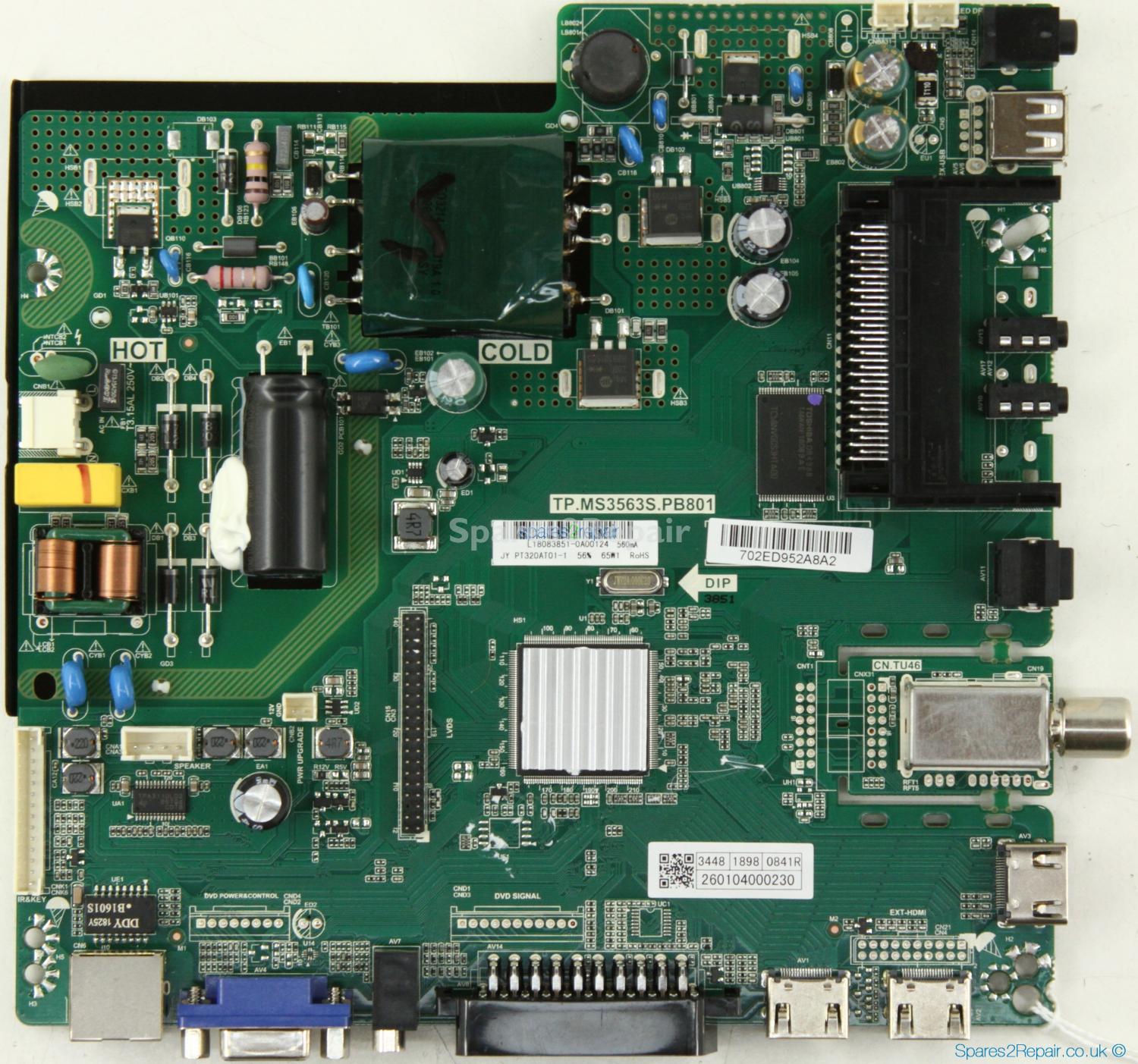 Logik L32HE18 - Main Board - L18083851 - TP.MS3563S.PB801 - PT320AT01-1