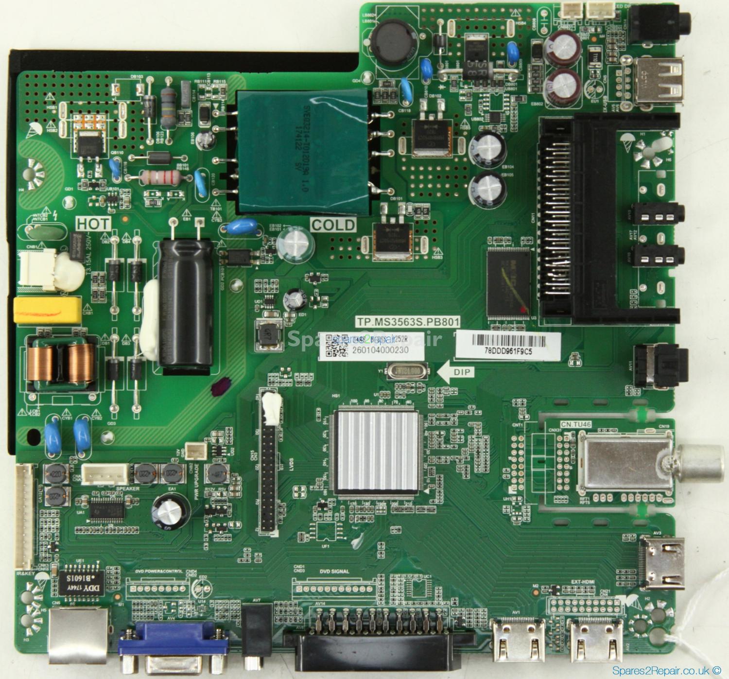 Logik L32HE18 - Main Board - Y18060175 - TP.MS3563S.PB801 - PT320AT01-1