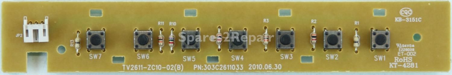 Logik L26DVDB21 - Buttons - TV2611-ZC10-02(B) - 303C2611033 (Without Plastic)