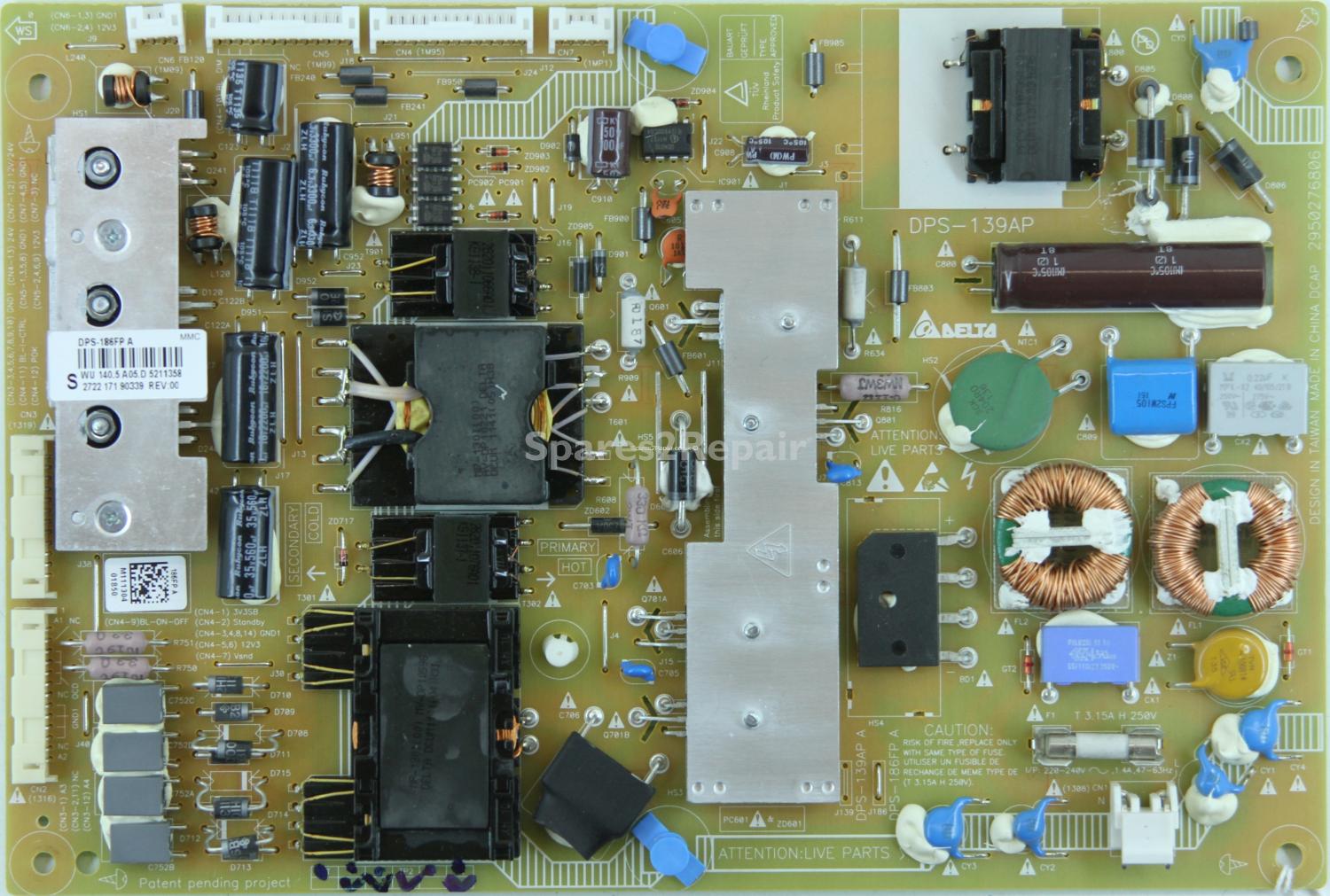 Philips 42PFL7606T/12 - PSU - 2722 171 90339 - DPS-139AP - 2950276806 - DPS-186FP A - REV:00