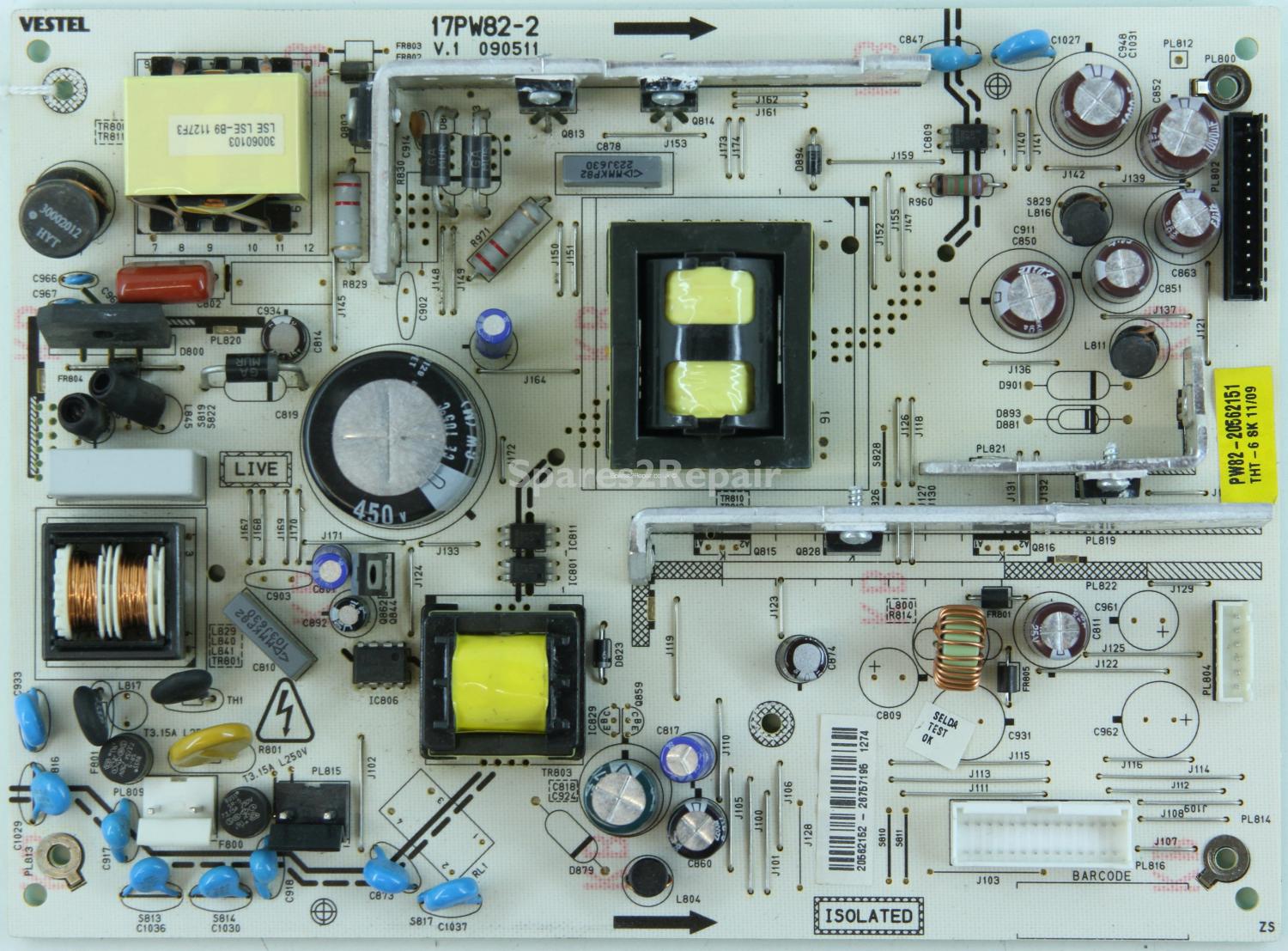 Sharp LC-32SH130K - PSU - 20562152 - 17PW82-2 - V.1 - 090511