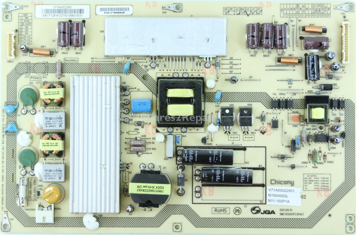 Toshiba 40RL953 - PSU - V71A00022901 - N150A002L - REV:02 - N11-150P1A - 9MC150A01FC3V4LF