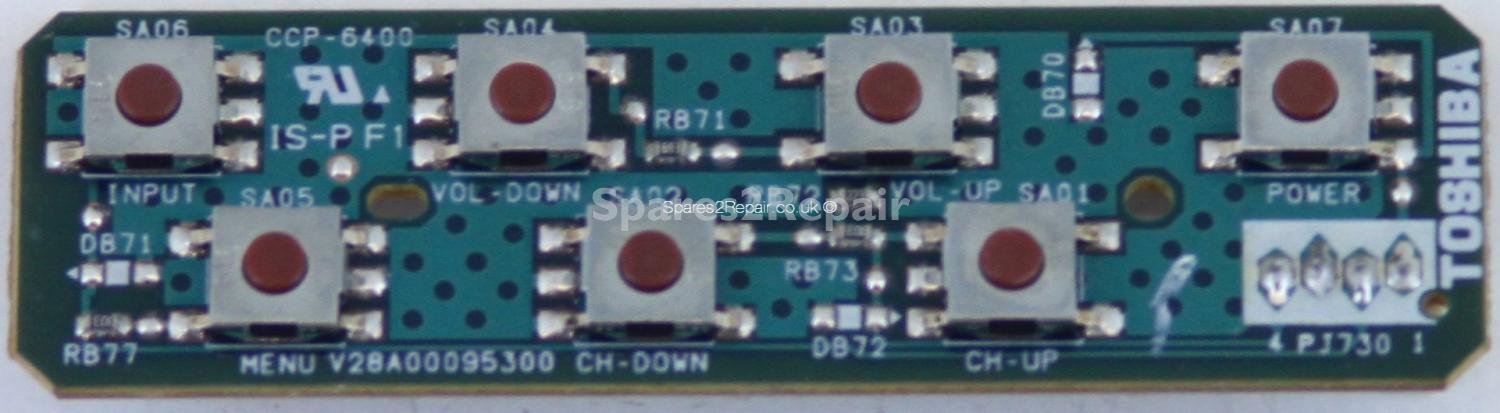 Toshiba 40LV665D - Buttons - V28A00095300 - PE0720 A - V28A00095001